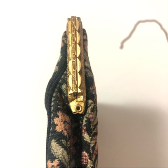 VTG Gorwood Canada Tapestry Fabric Handbag Purse Pastel Floral Gold-Tone Metal - Picture 13 of 16